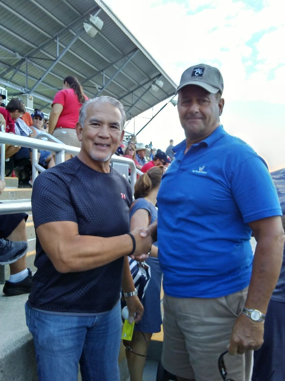 April 20, 2019 at Hammond Stadium Fort Myers Florida Ricky The Dragon Steamboat and Big Ron Shaw